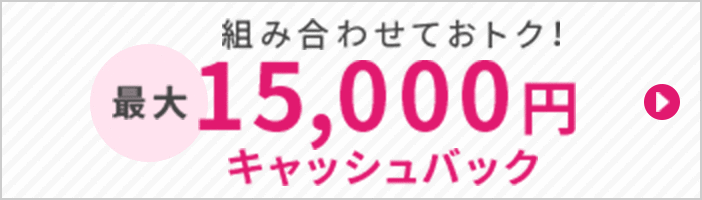 組み合わせてお得!最大15,000円キャッシュバック